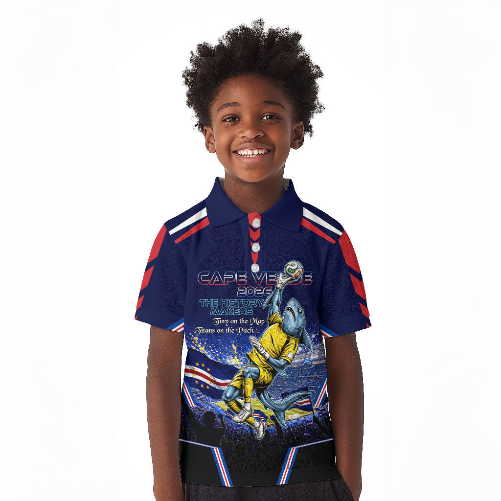 Personalized Cape Verde Blue Sharks Kid Polo Shirt African Pride Dynamic Stadium Soccer Graphic Art