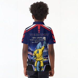 Personalized Cape Verde Blue Sharks Kid Polo Shirt African Pride Dynamic Stadium Soccer Graphic Art