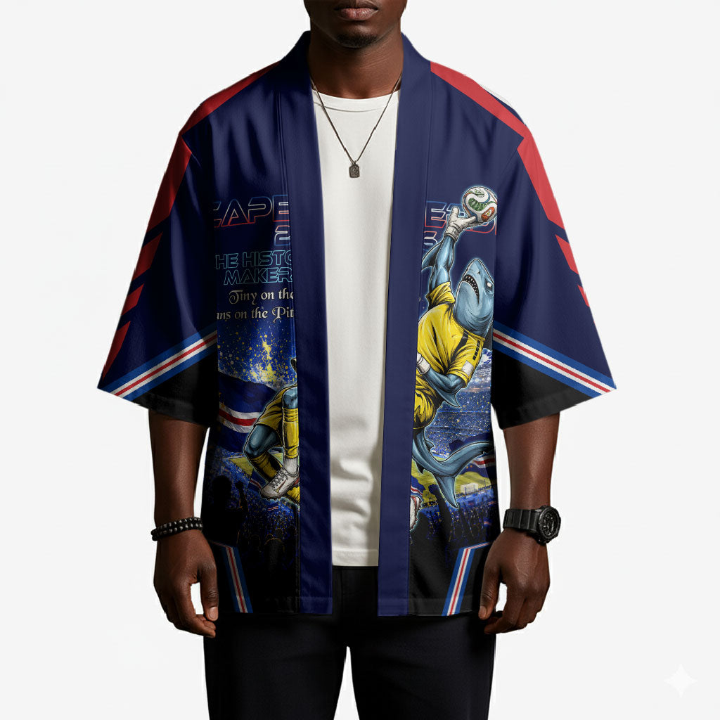 Personalized Cape Verde Blue Sharks Kimono African Pride Dynamic Stadium Soccer Graphic Art