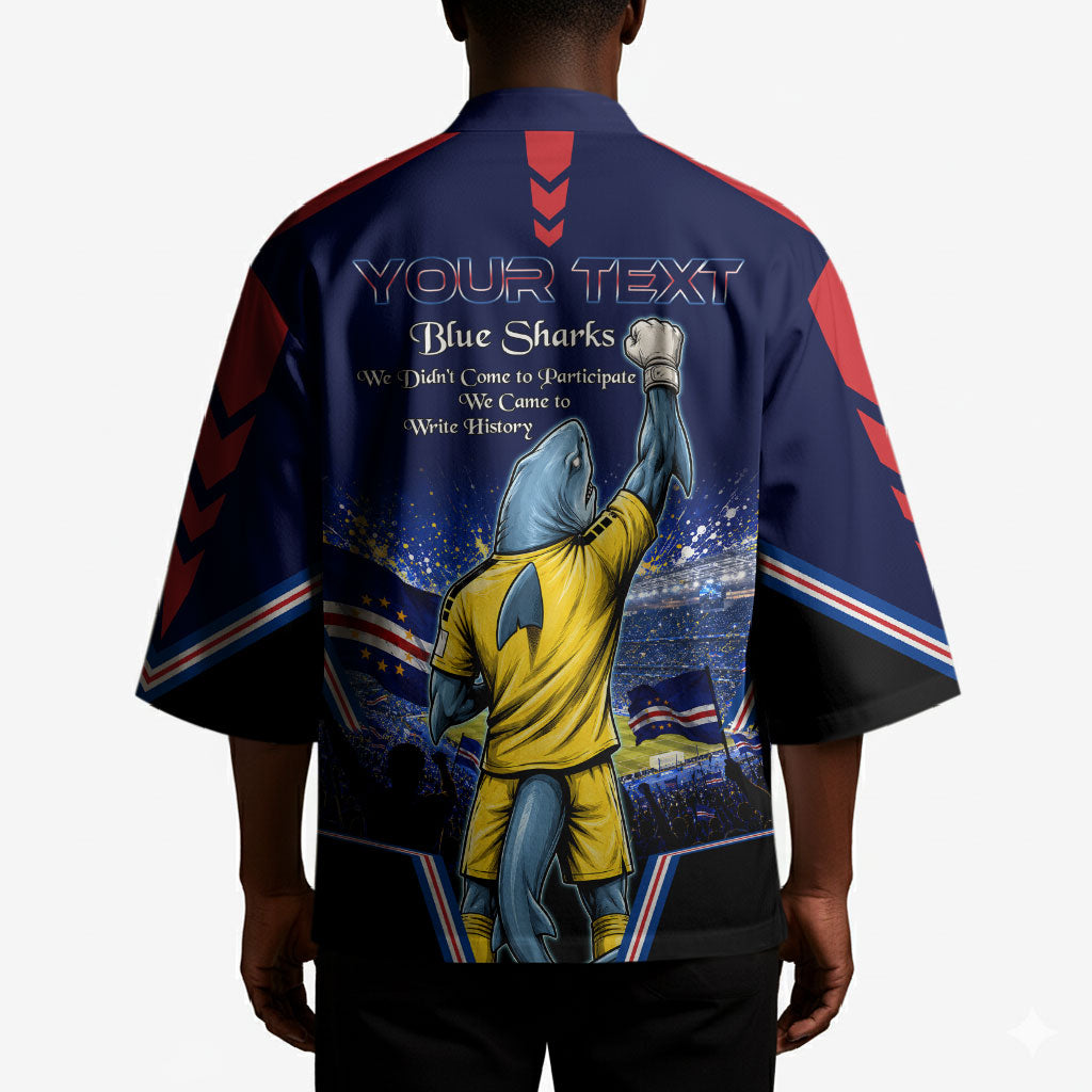 Personalized Cape Verde Blue Sharks Kimono African Pride Dynamic Stadium Soccer Graphic Art