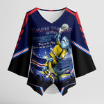 Personalized Cape Verde Blue Sharks Kimono Sleeve Blouse African Pride Dynamic Stadium Soccer Graphic Art
