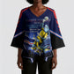 Personalized Cape Verde Blue Sharks Kimono Sleeve Blouse African Pride Dynamic Stadium Soccer Graphic Art