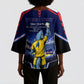 Personalized Cape Verde Blue Sharks Kimono Sleeve Blouse African Pride Dynamic Stadium Soccer Graphic Art
