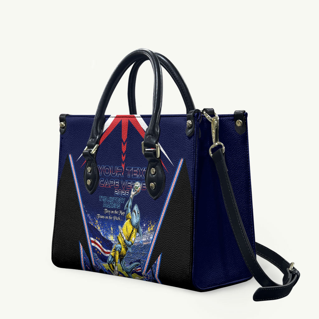 Personalized Cape Verde Blue Sharks Leather Bag African Pride Dynamic Stadium Soccer Graphic Art