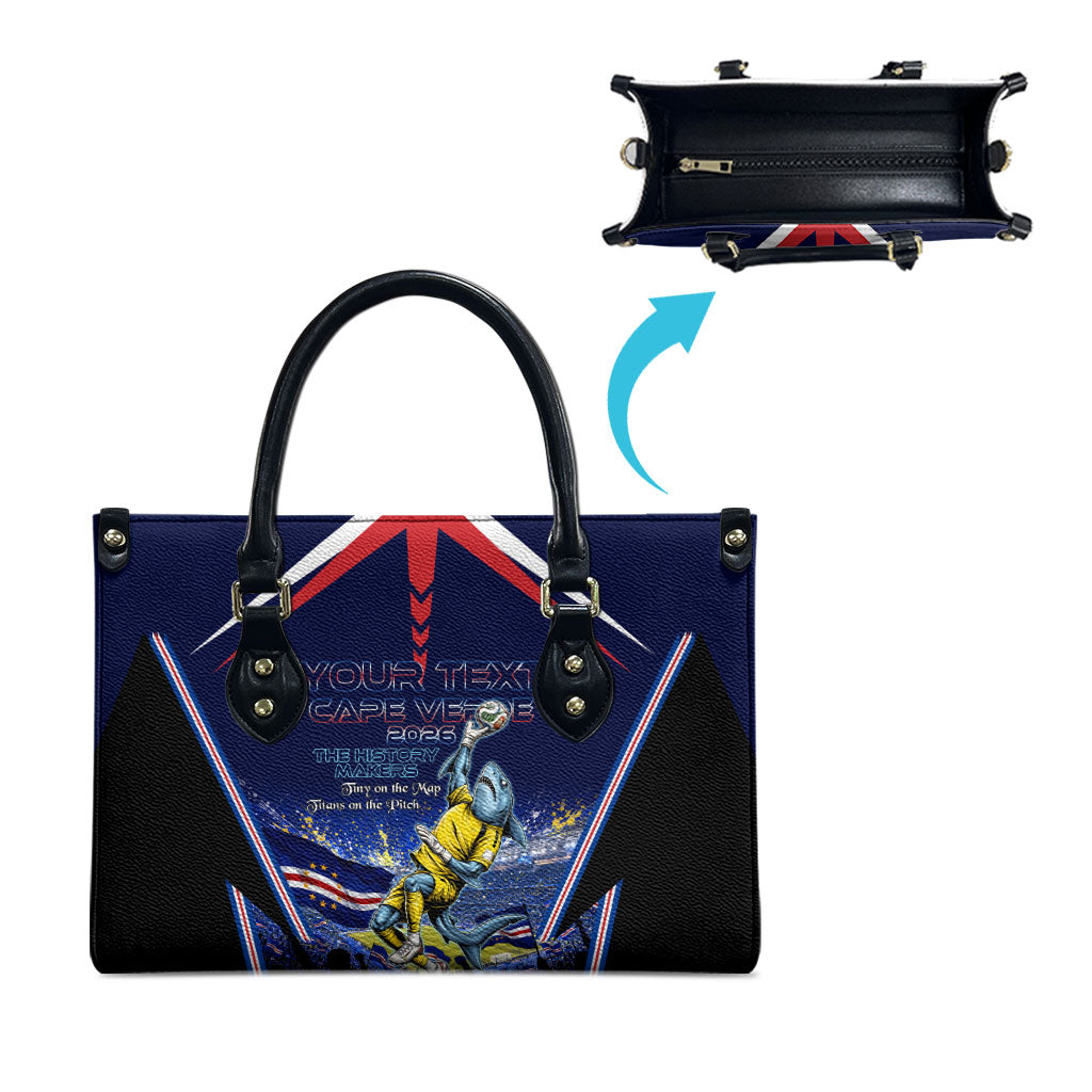 Personalized Cape Verde Blue Sharks Leather Bag African Pride Dynamic Stadium Soccer Graphic Art