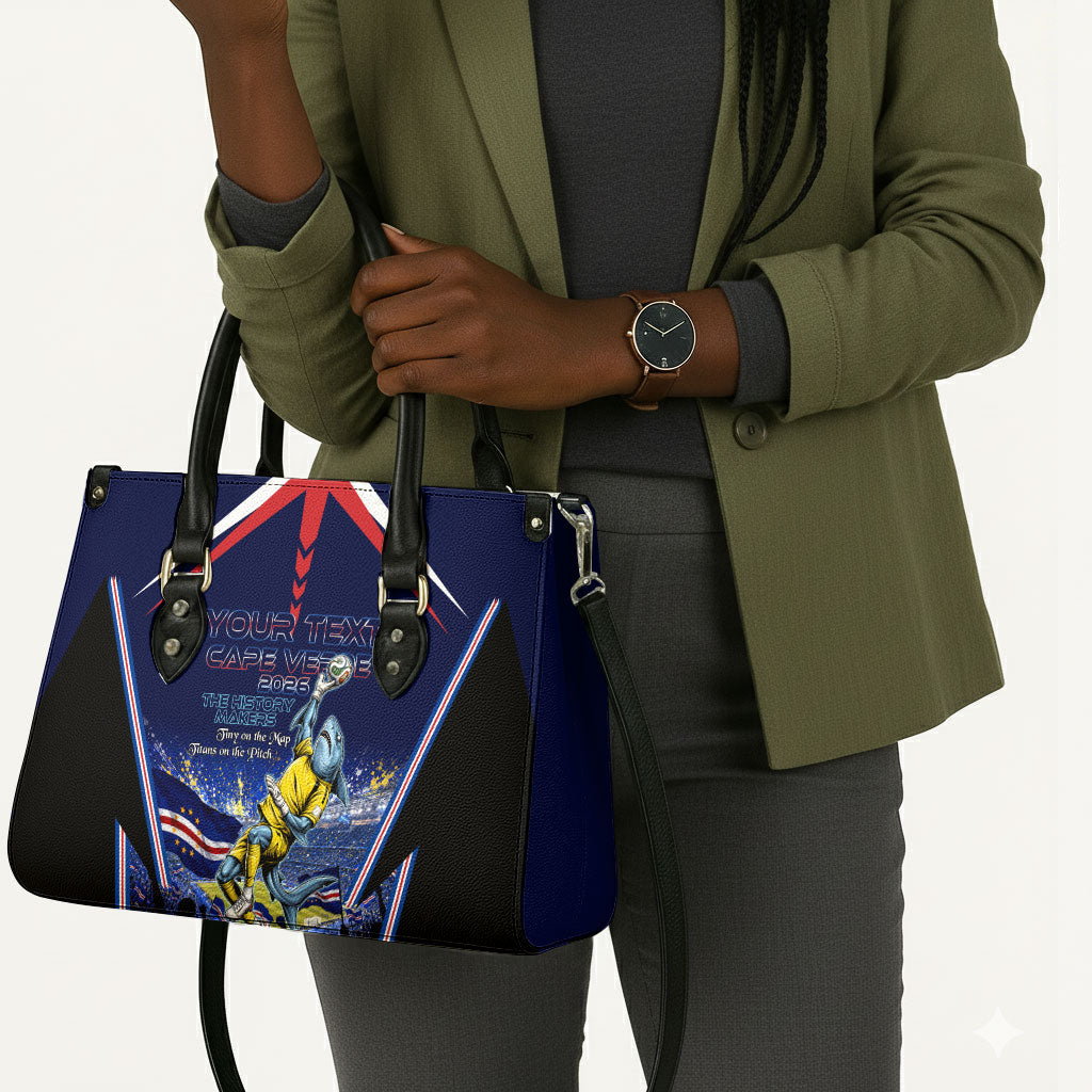 Personalized Cape Verde Blue Sharks Leather Bag African Pride Dynamic Stadium Soccer Graphic Art