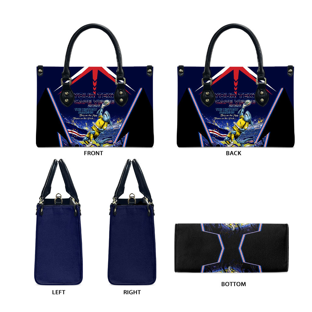 Personalized Cape Verde Blue Sharks Leather Bag African Pride Dynamic Stadium Soccer Graphic Art