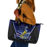 Personalized Cape Verde Blue Sharks Leather Tote Bag African Pride Dynamic Stadium Soccer Graphic Art