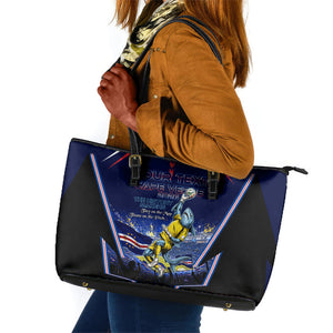 Personalized Cape Verde Blue Sharks Leather Tote Bag African Pride Dynamic Stadium Soccer Graphic Art