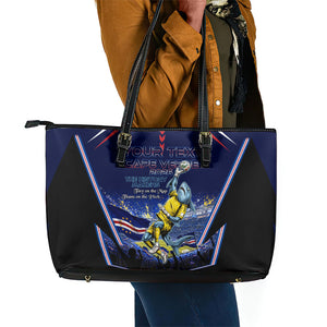 Personalized Cape Verde Blue Sharks Leather Tote Bag African Pride Dynamic Stadium Soccer Graphic Art