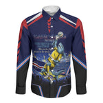 Personalized Cape Verde Blue Sharks Long Sleeve Button Shirt African Pride Dynamic Stadium Soccer Graphic Art