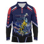 Personalized Cape Verde Blue Sharks Long Sleeve Polo Shirt African Pride Dynamic Stadium Soccer Graphic Art