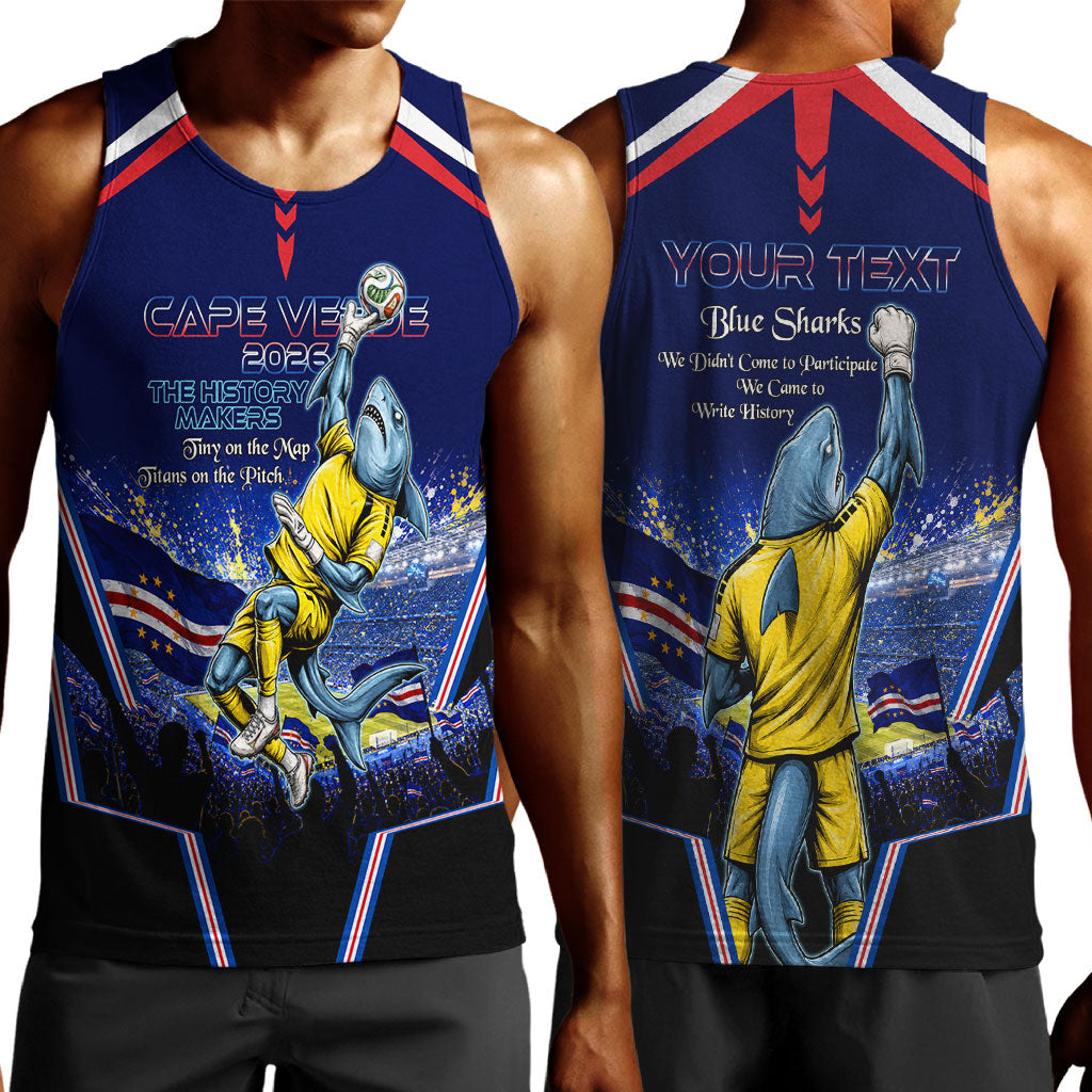 Personalized Cape Verde Blue Sharks Men Tank Top African Pride Dynamic Stadium Soccer Graphic Art