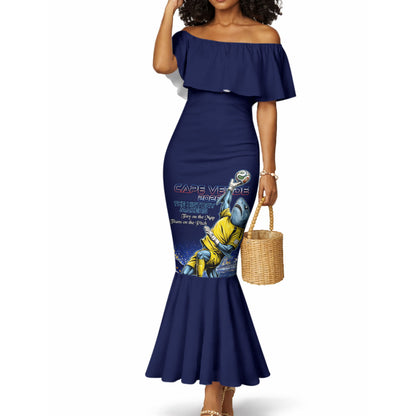Personalized Cape Verde Blue Sharks Mermaid Dress African Pride Dynamic Stadium Soccer Graphic Art
