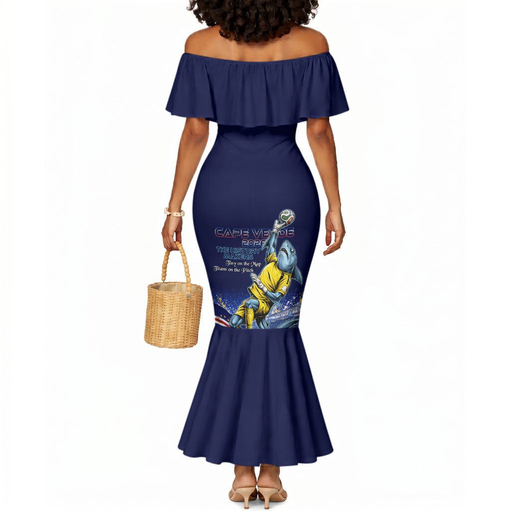 Personalized Cape Verde Blue Sharks Mermaid Dress African Pride Dynamic Stadium Soccer Graphic Art