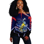 Personalized Cape Verde Blue Sharks Off Shoulder Sweater African Pride Dynamic Stadium Soccer Graphic Art