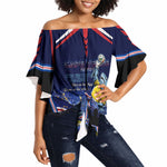 Personalized Cape Verde Blue Sharks Off Shoulder Wrap Waist Top African Pride Dynamic Stadium Soccer Graphic Art