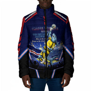 Personalized Cape Verde Blue Sharks Padded Jacket African Pride Dynamic Stadium Soccer Graphic Art