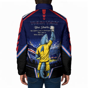 Personalized Cape Verde Blue Sharks Padded Jacket African Pride Dynamic Stadium Soccer Graphic Art