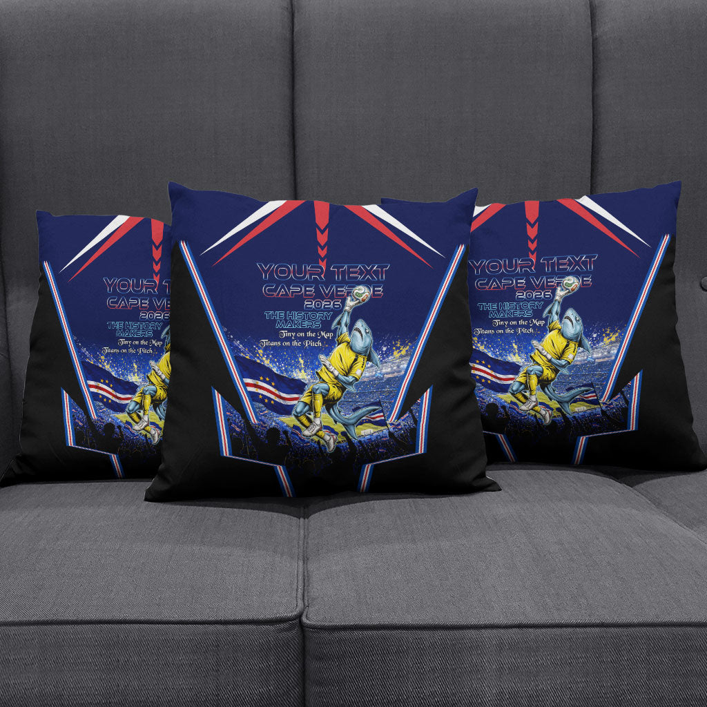 Personalized Cape Verde Blue Sharks Pillow Cover African Pride Dynamic Stadium Soccer Graphic Art