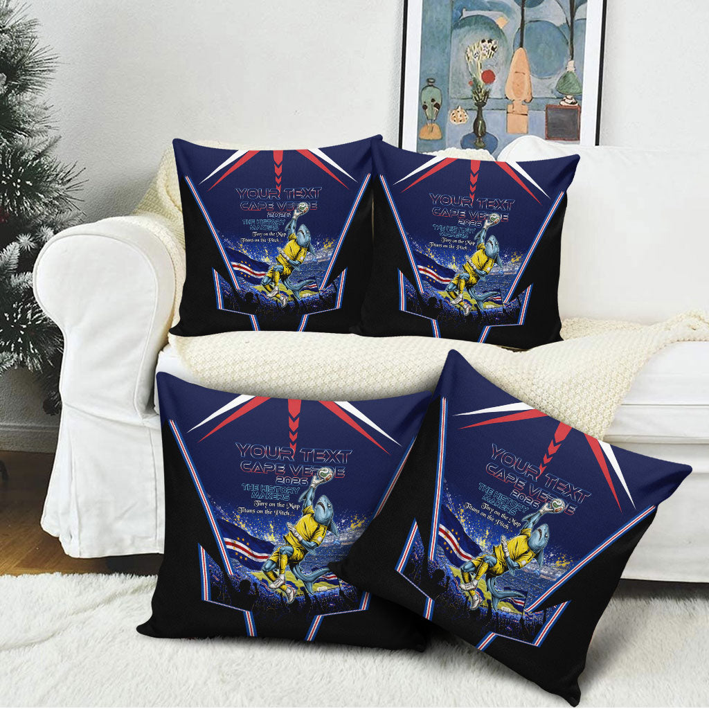 Personalized Cape Verde Blue Sharks Pillow Cover African Pride Dynamic Stadium Soccer Graphic Art
