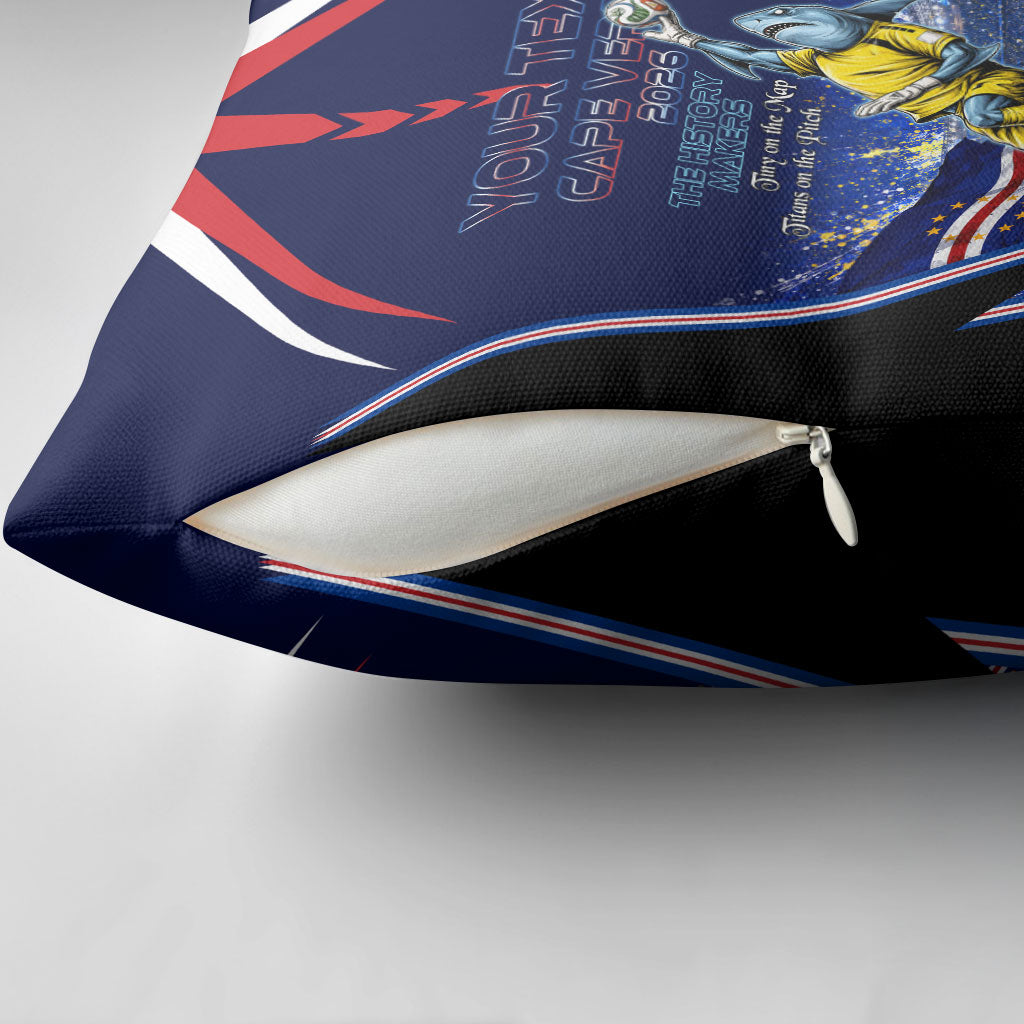 Personalized Cape Verde Blue Sharks Pillow Cover African Pride Dynamic Stadium Soccer Graphic Art