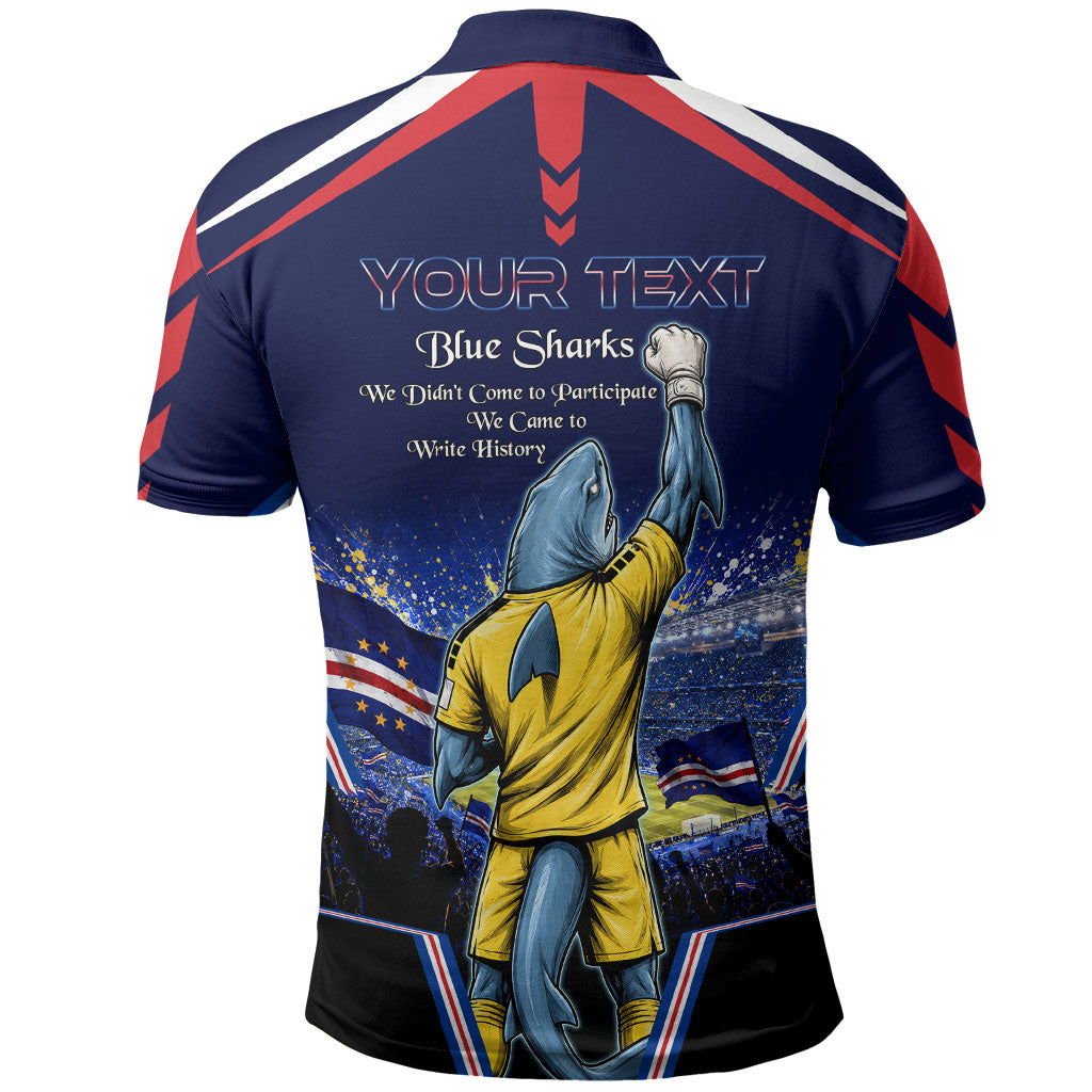 Personalized Cape Verde Blue Sharks Polo Shirt African Pride Dynamic Stadium Soccer Graphic Art
