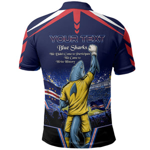 Personalized Cape Verde Blue Sharks Polo Shirt African Pride Dynamic Stadium Soccer Graphic Art