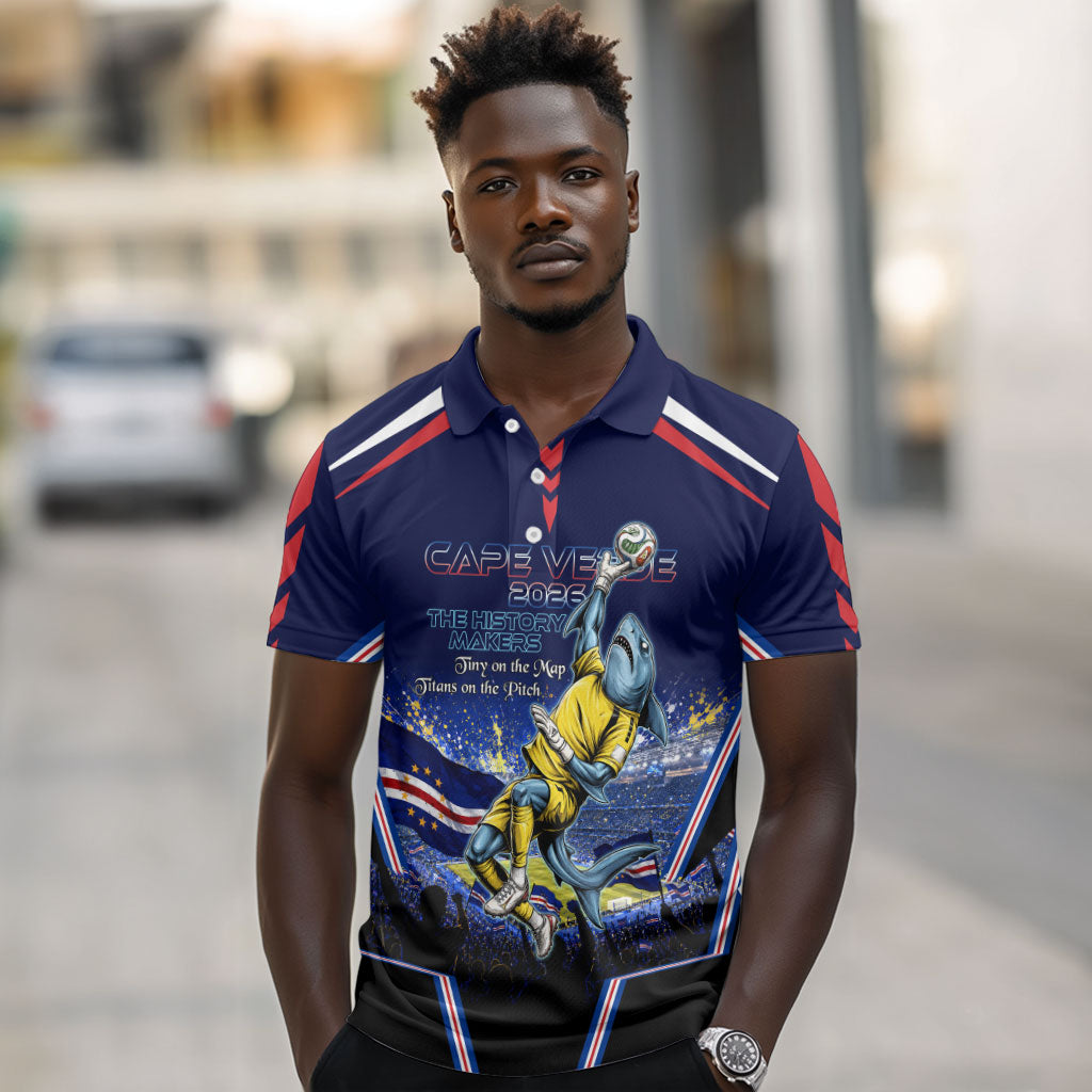Personalized Cape Verde Blue Sharks Polo Shirt African Pride Dynamic Stadium Soccer Graphic Art