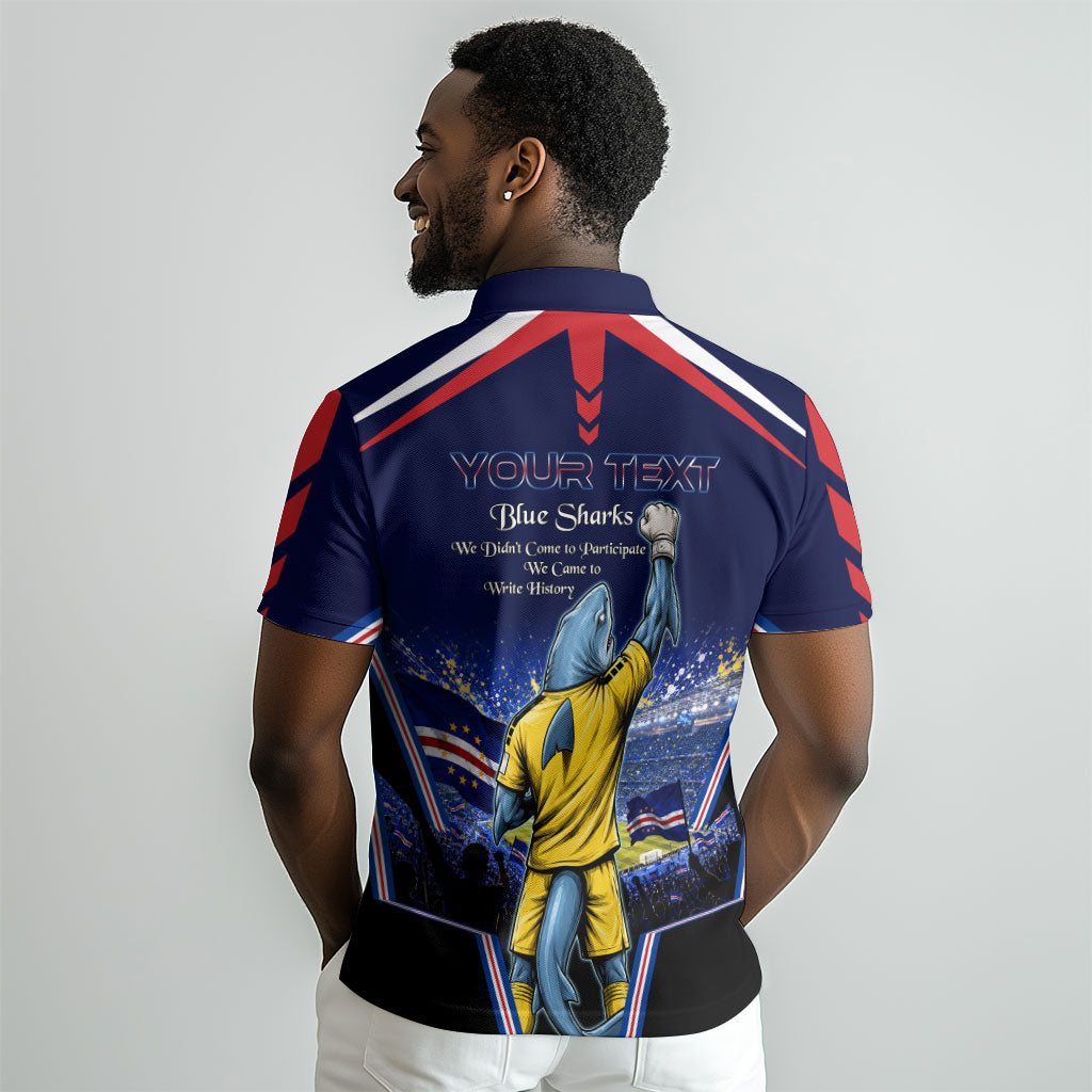 Personalized Cape Verde Blue Sharks Polo Shirt African Pride Dynamic Stadium Soccer Graphic Art