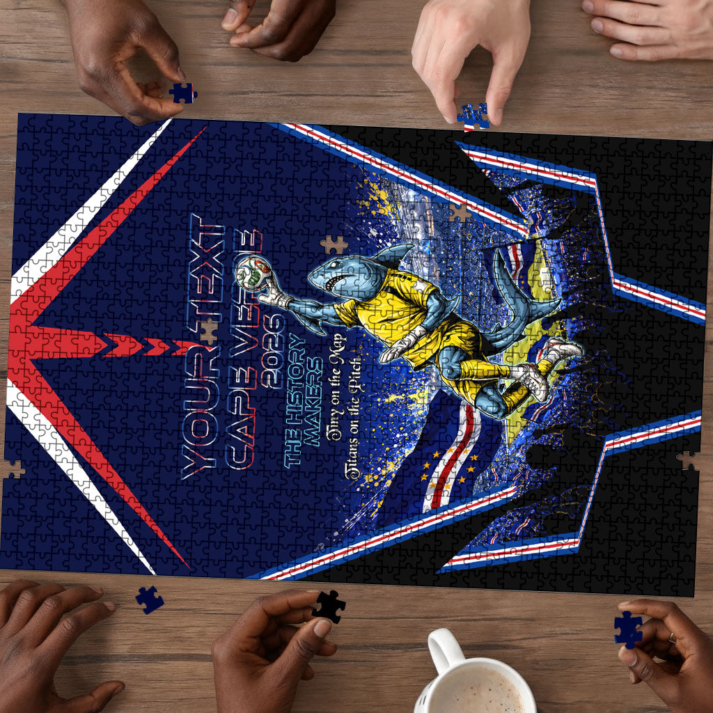 Personalized Cape Verde Blue Sharks Puzzle African Pride Dynamic Stadium Soccer Graphic Art