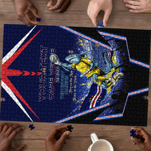 Personalized Cape Verde Blue Sharks Puzzle African Pride Dynamic Stadium Soccer Graphic Art