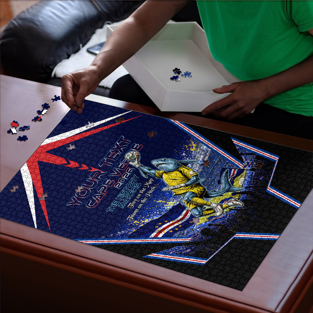 Personalized Cape Verde Blue Sharks Puzzle African Pride Dynamic Stadium Soccer Graphic Art