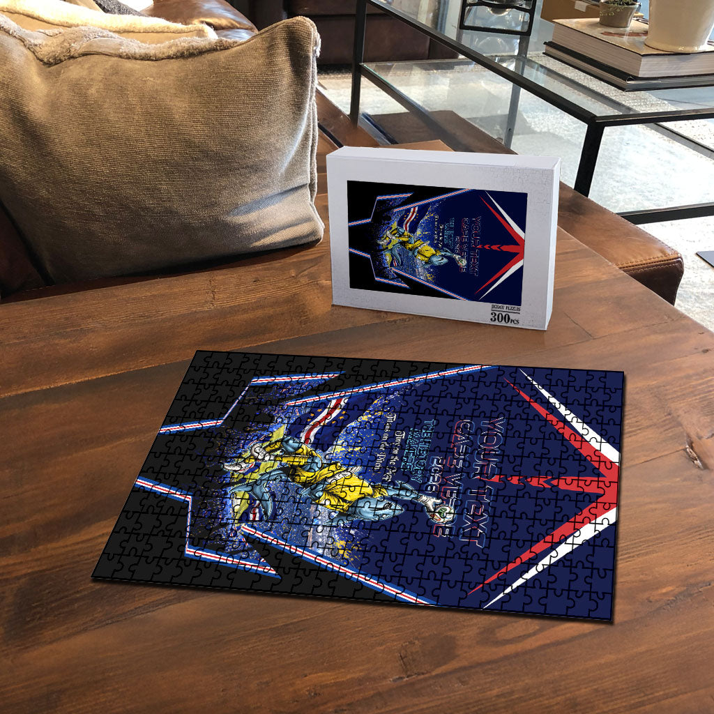 Personalized Cape Verde Blue Sharks Puzzle African Pride Dynamic Stadium Soccer Graphic Art