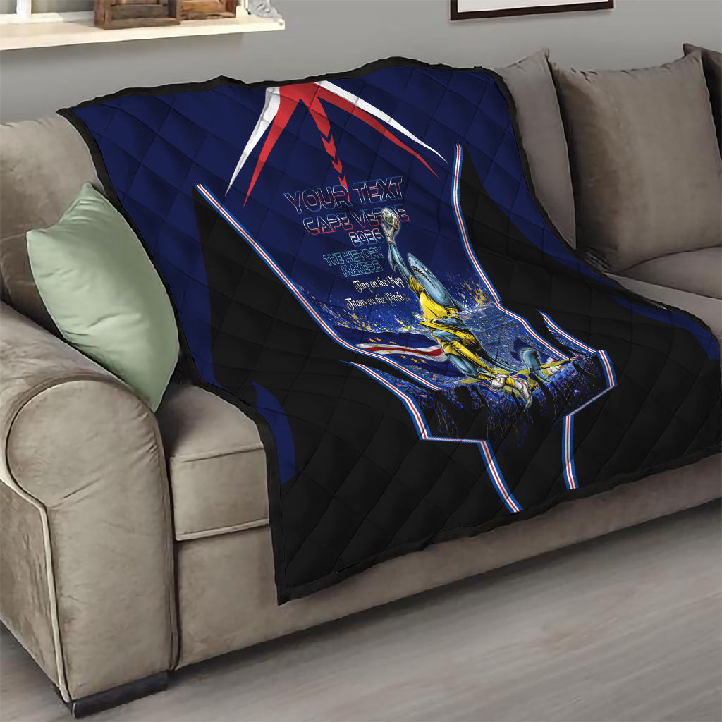 Personalized Cape Verde Blue Sharks Quilt African Pride Dynamic Stadium Soccer Graphic Art