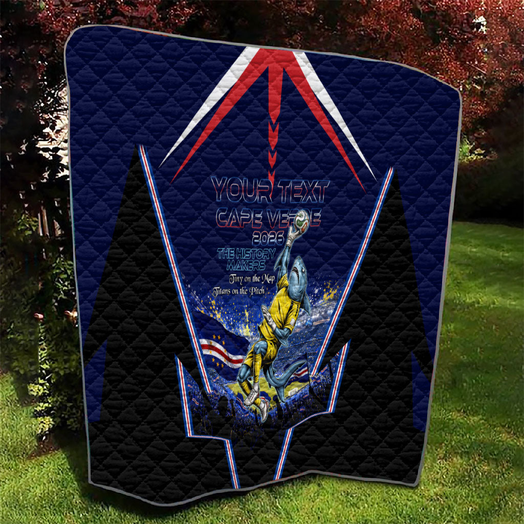 Personalized Cape Verde Blue Sharks Quilt African Pride Dynamic Stadium Soccer Graphic Art