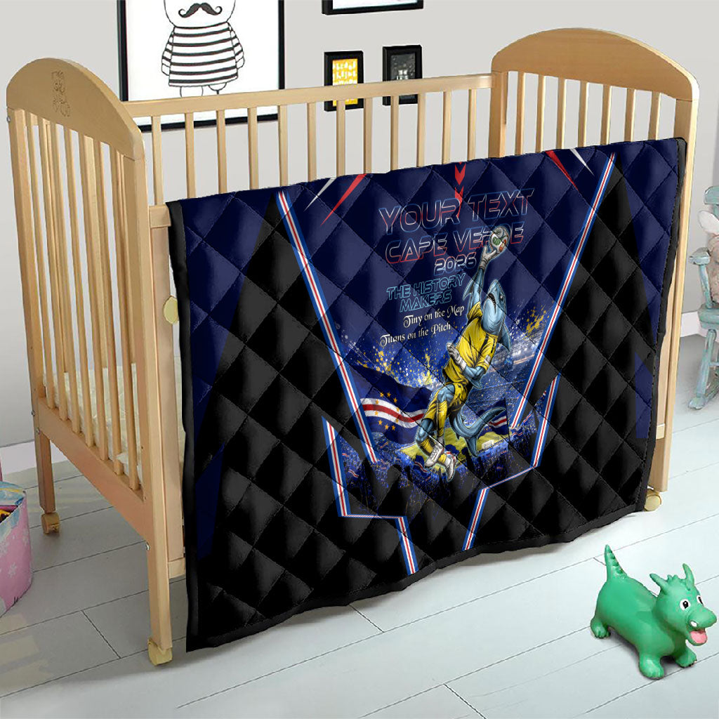 Personalized Cape Verde Blue Sharks Quilt African Pride Dynamic Stadium Soccer Graphic Art