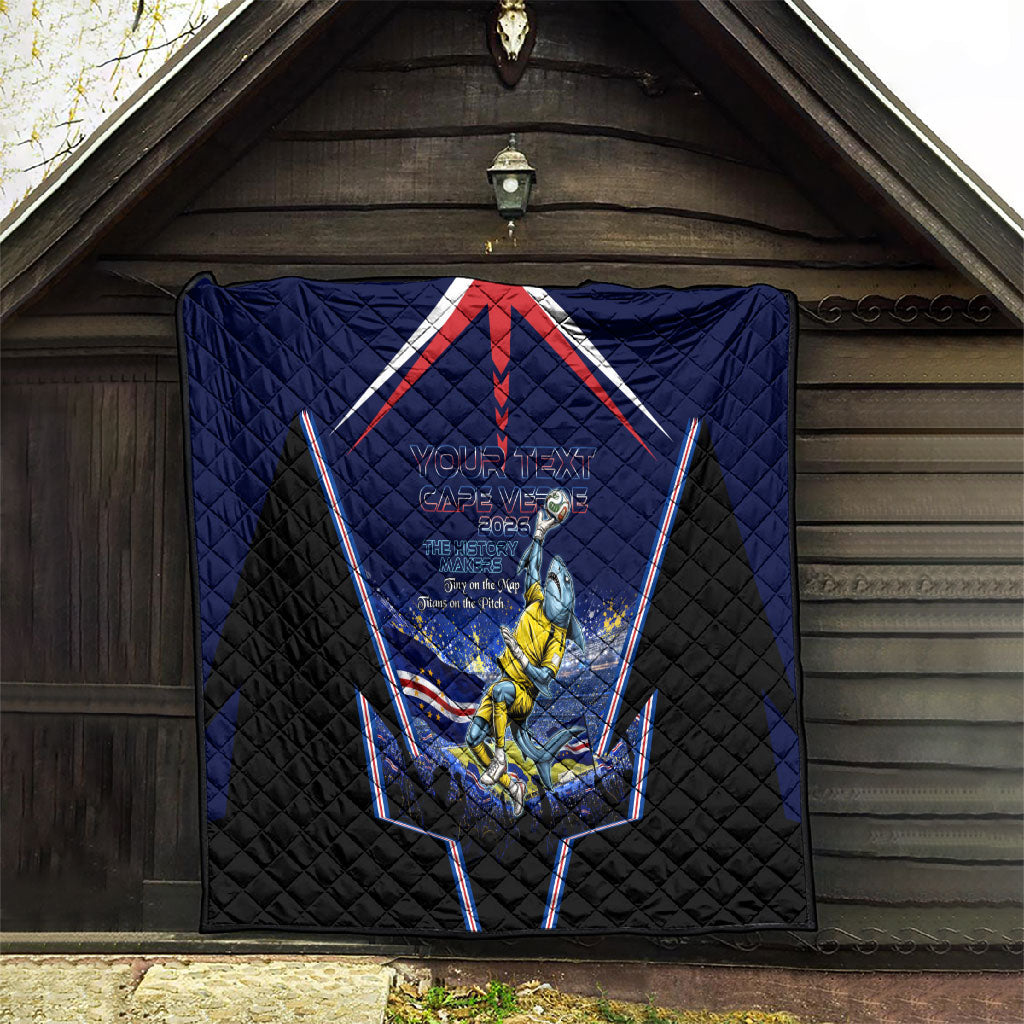 Personalized Cape Verde Blue Sharks Quilt African Pride Dynamic Stadium Soccer Graphic Art