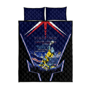 Personalized Cape Verde Blue Sharks Quilt Bed Set African Pride Dynamic Stadium Soccer Graphic Art