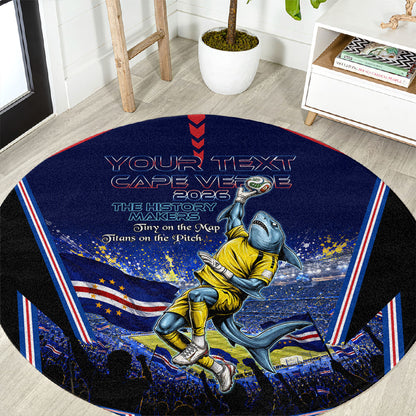 Personalized Cape Verde Blue Sharks Round Carpet African Pride Dynamic Stadium Soccer Graphic Art
