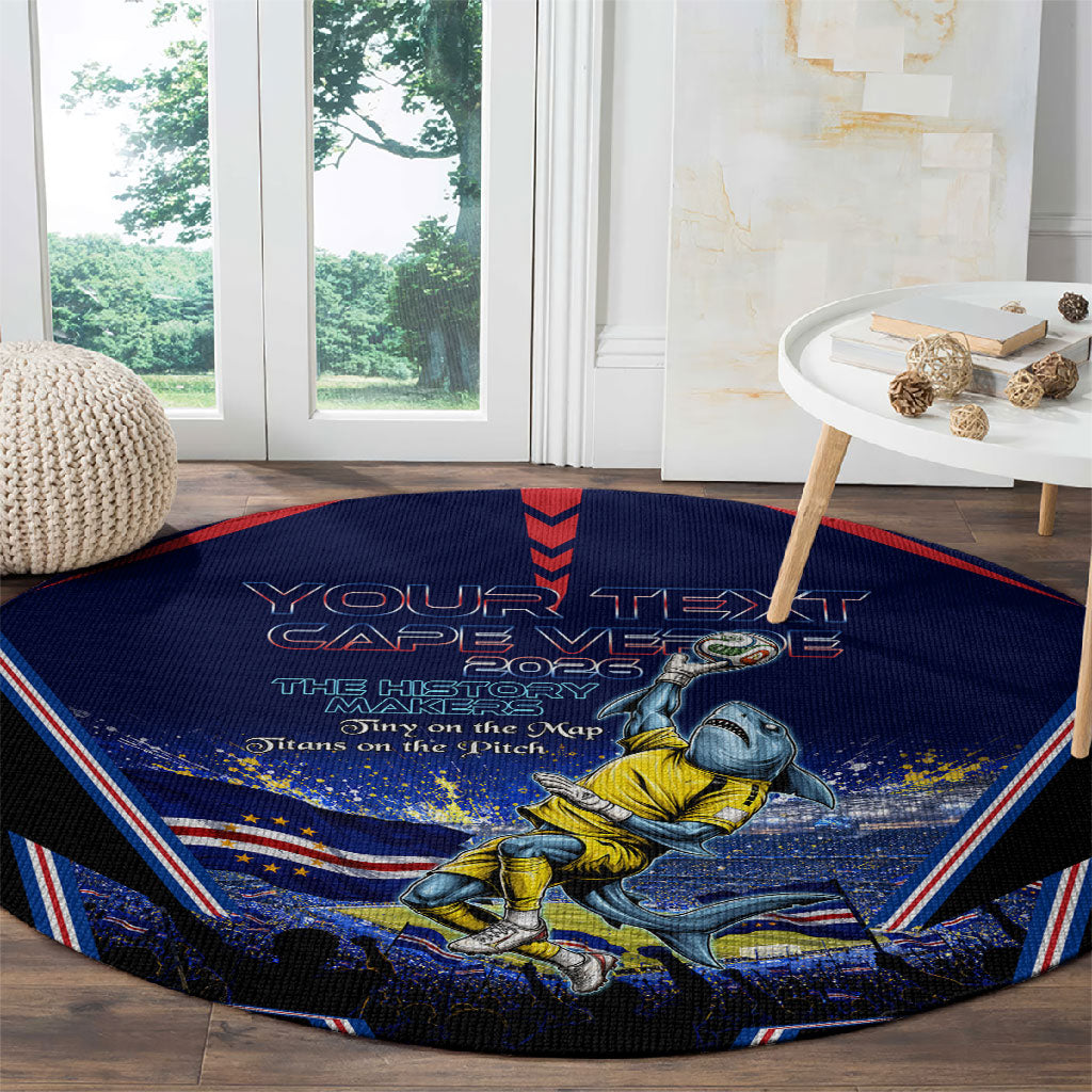 Personalized Cape Verde Blue Sharks Round Carpet African Pride Dynamic Stadium Soccer Graphic Art