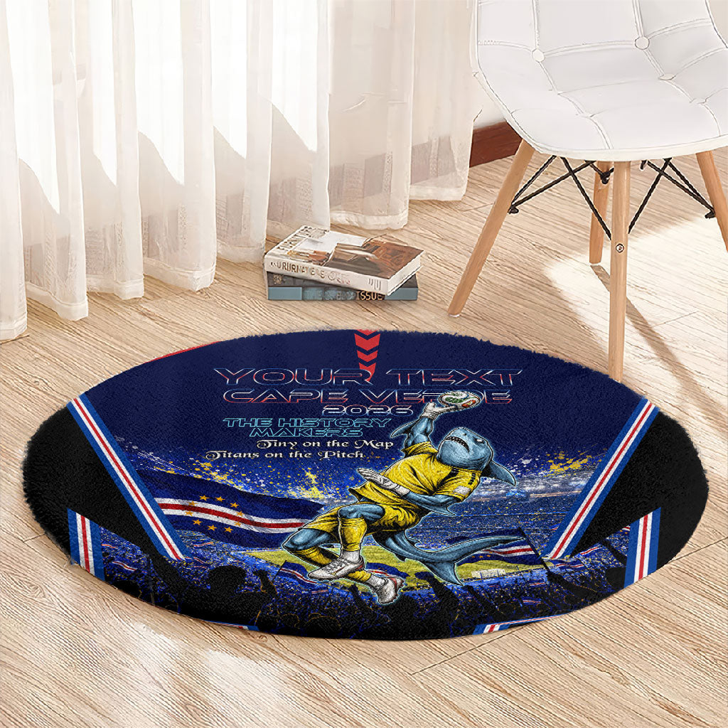 Personalized Cape Verde Blue Sharks Round Carpet African Pride Dynamic Stadium Soccer Graphic Art
