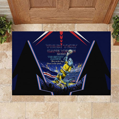 Personalized Cape Verde Blue Sharks Rubber Doormat African Pride Dynamic Stadium Soccer Graphic Art