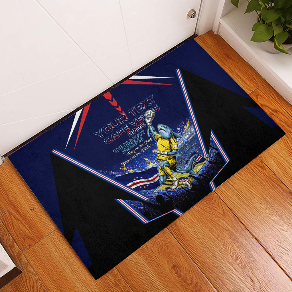 Personalized Cape Verde Blue Sharks Rubber Doormat African Pride Dynamic Stadium Soccer Graphic Art