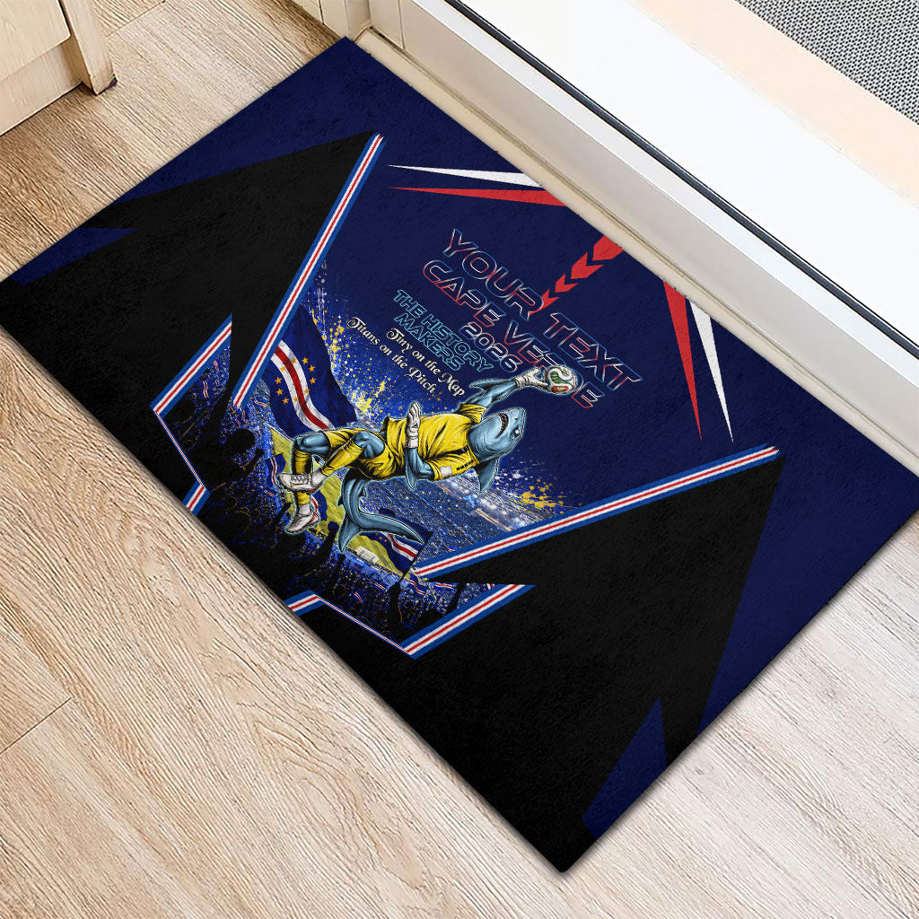 Personalized Cape Verde Blue Sharks Rubber Doormat African Pride Dynamic Stadium Soccer Graphic Art