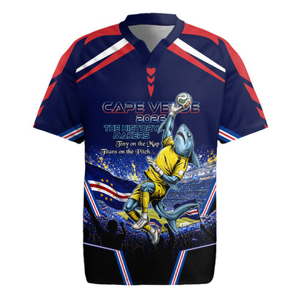 Personalized Cape Verde Blue Sharks Rugby Jersey African Pride Dynamic Stadium Soccer Graphic Art