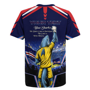 Personalized Cape Verde Blue Sharks Rugby Jersey African Pride Dynamic Stadium Soccer Graphic Art