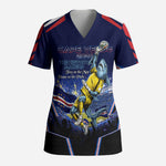 Personalized Cape Verde Blue Sharks Scrub Top African Pride Dynamic Stadium Soccer Graphic Art