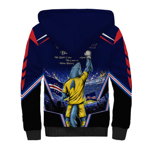 Personalized Cape Verde Blue Sharks Sherpa Hoodie African Pride Dynamic Stadium Soccer Graphic Art