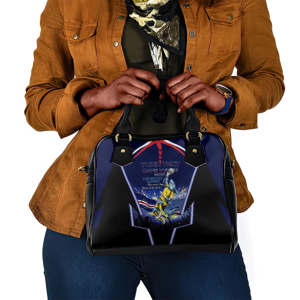 Personalized Cape Verde Blue Sharks Shoulder Handbag African Pride Dynamic Stadium Soccer Graphic Art
